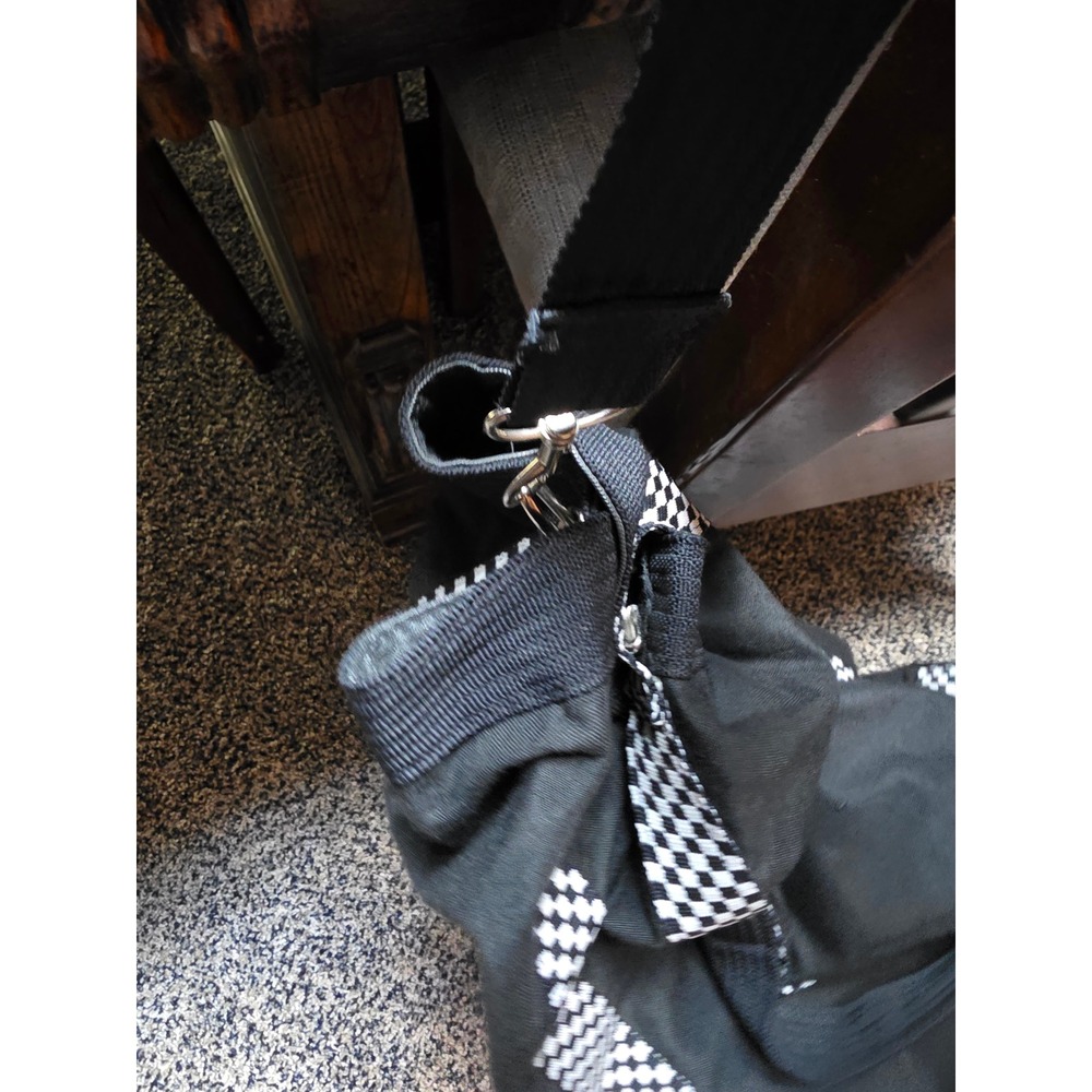 Vintage Swatch Canvas Duffel Bag Black Checkered Clock Face Retro 80s Gear Bag - Picture 15 of 16